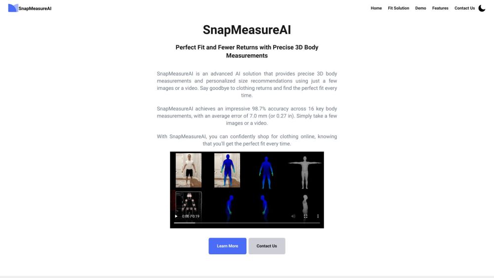 SnapMeasureAI: Accurate 3D Body Measurements AI Tool