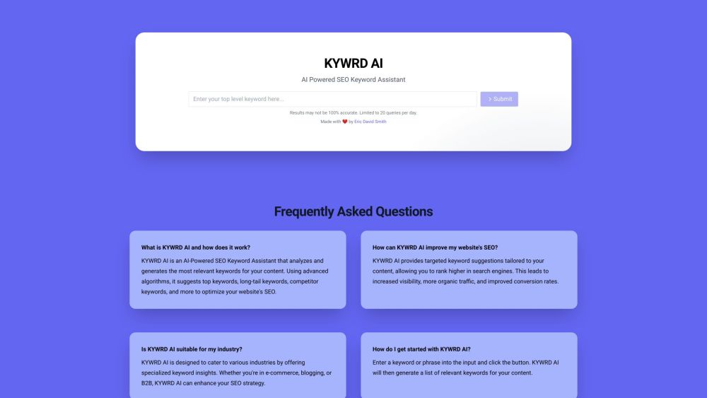 KYWRD AI: AI Tool for SEO Keyword Optimization