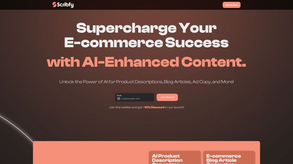 Scribfy: AI Tool Simplifies E-commerce Content