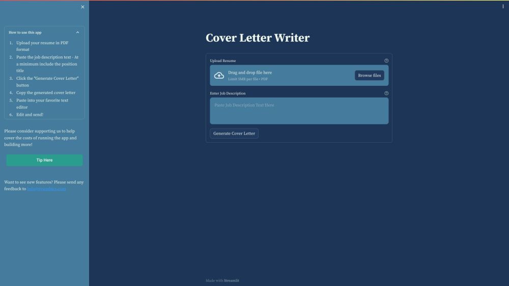 Cover Letter Writer: AI Tool for Crafting Instantly