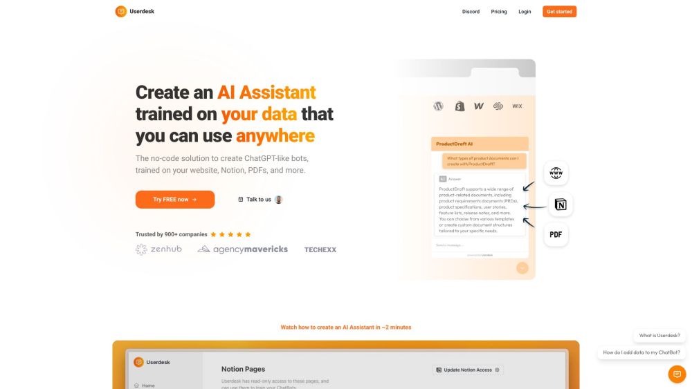 Userdesk: AI ChatBots & Assistants - No-Code AI Tool