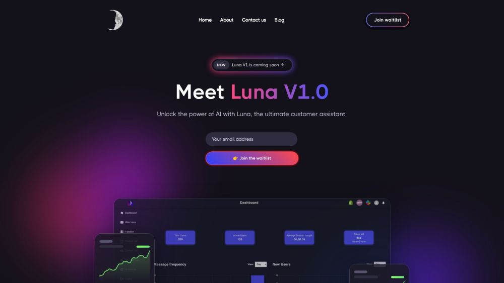 Luna AI Website screenshot