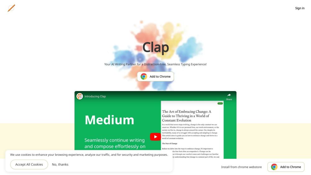 Clap Website screenshot