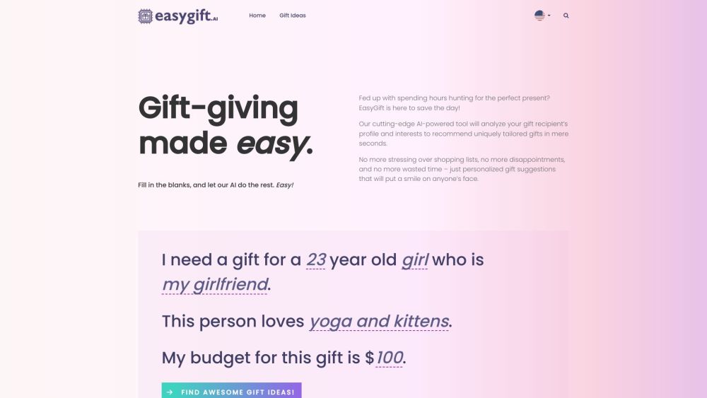 EasyGift: Product Name ai tool for Gifts