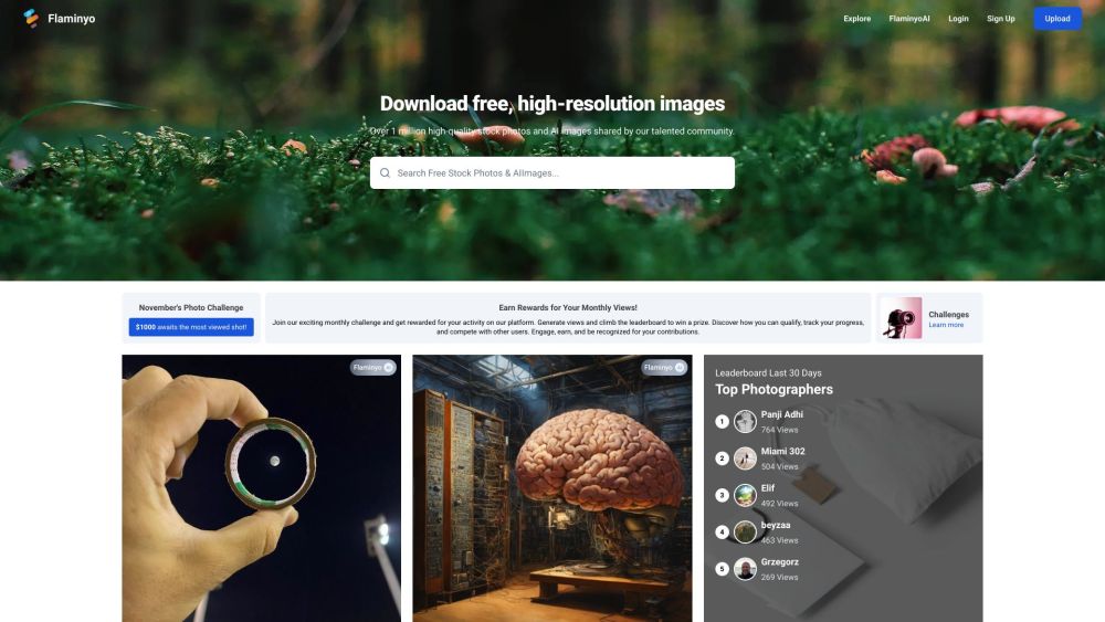 Flaminyo: AI Tool for Free Stock Photos & Uploads