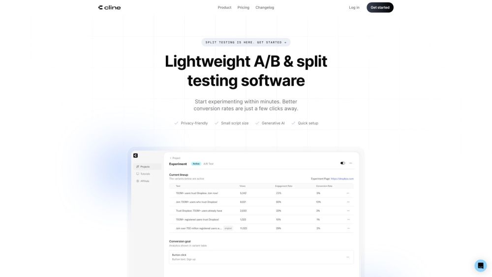 Cline: AI Tool for Lightweight A/B & Split Testing