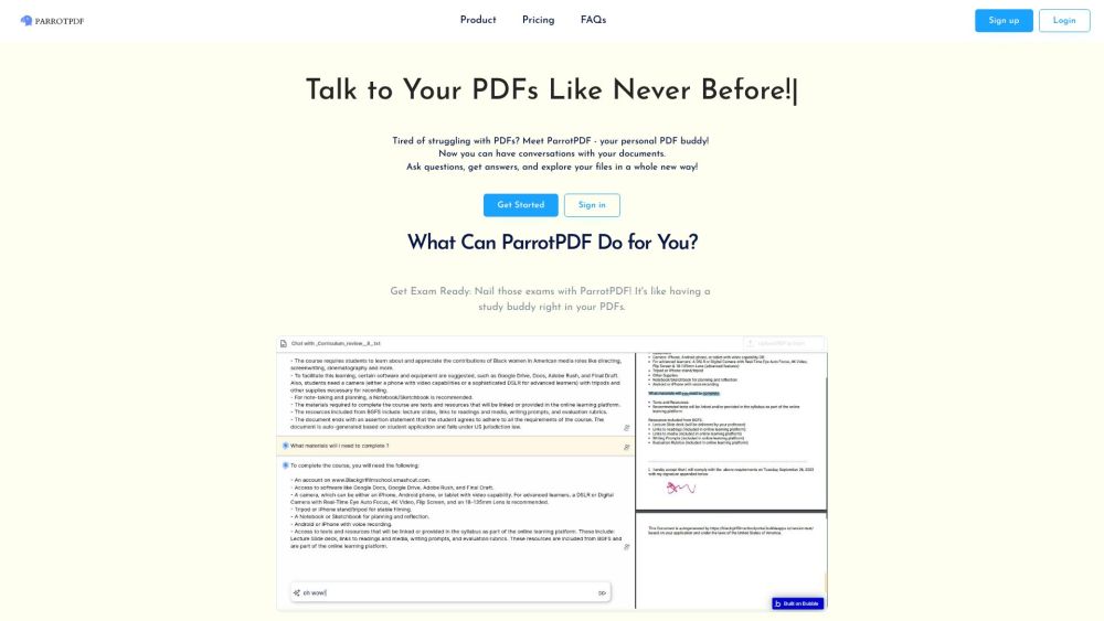 ParrotPDF: AI Tool for Interactive PDFs