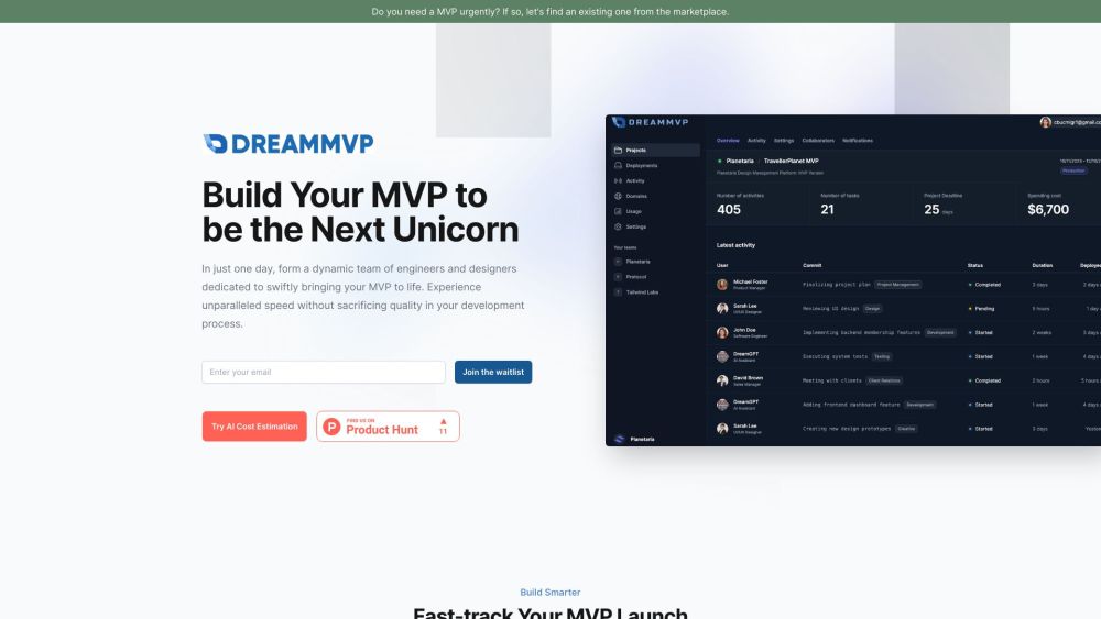 DreamMVP: AI-powered all-in-one MVP building tool