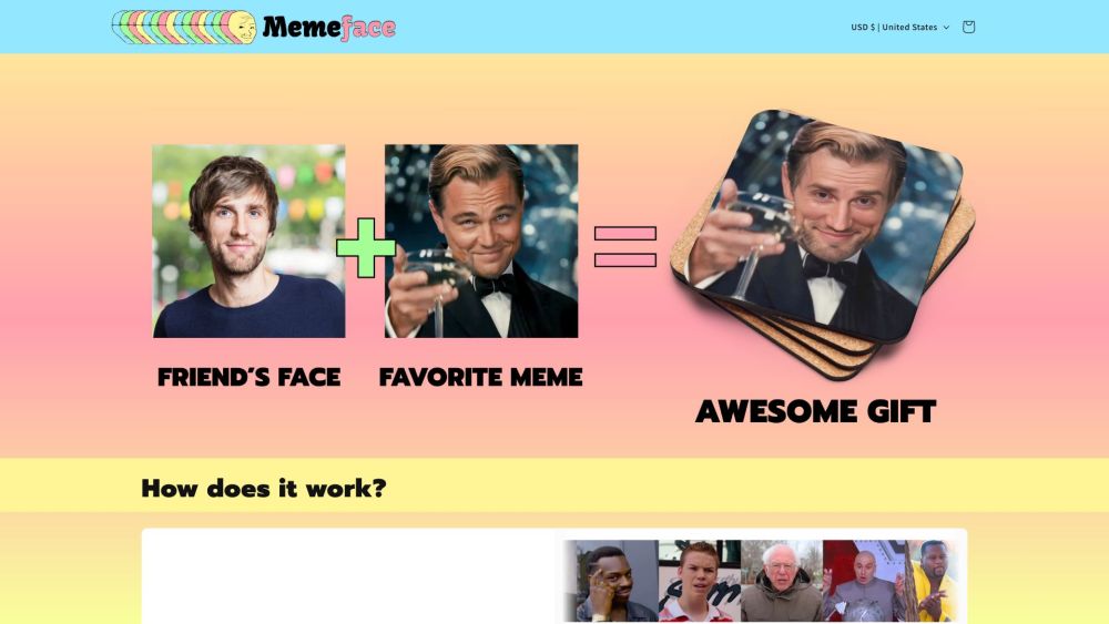 Memeface.me Website screenshot