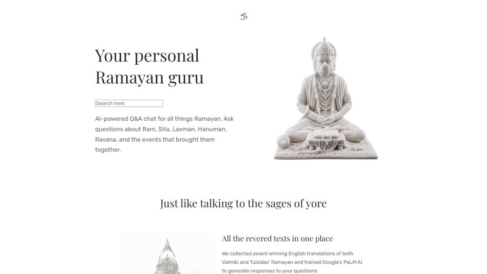 Generative AI chat for the Ramayan's english translation: ai tool