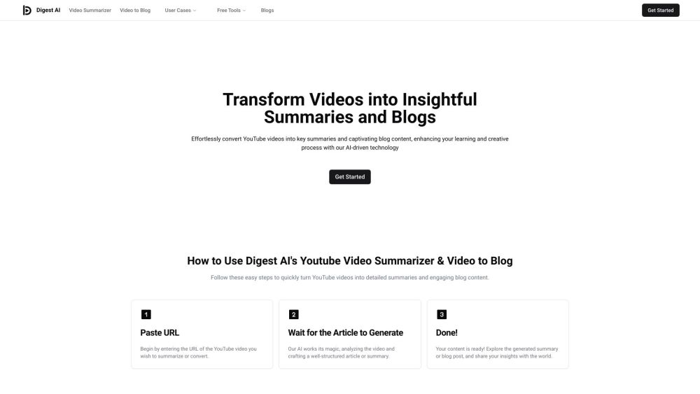 Digest AI: AI Tool for Video Summaries and Blogs
