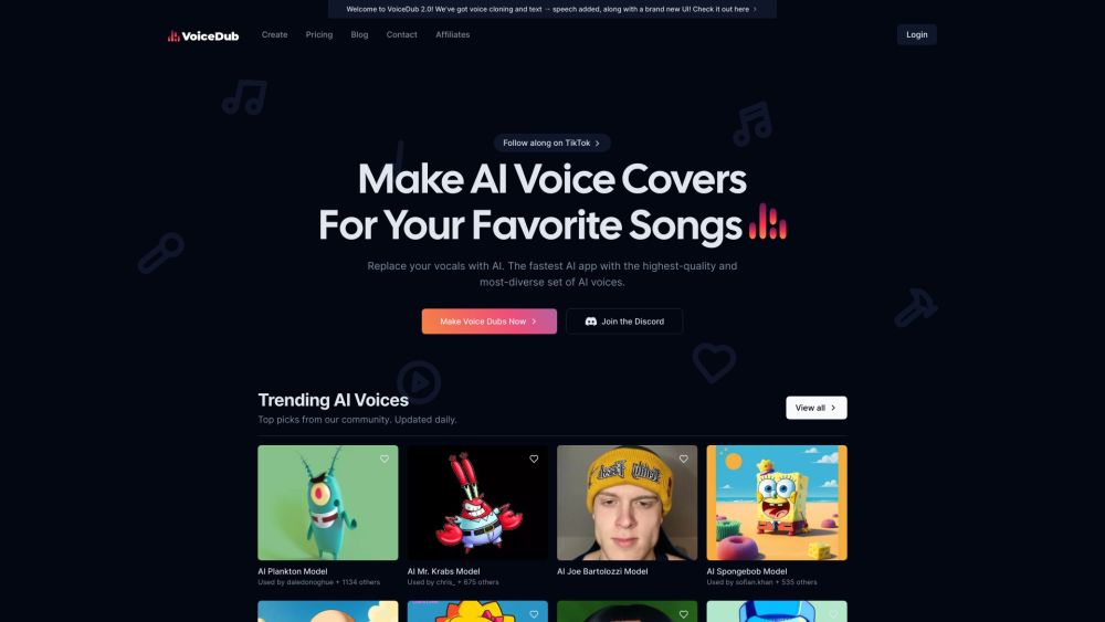 VoiceDub: Make AI Voice Covers - The ultimate AI