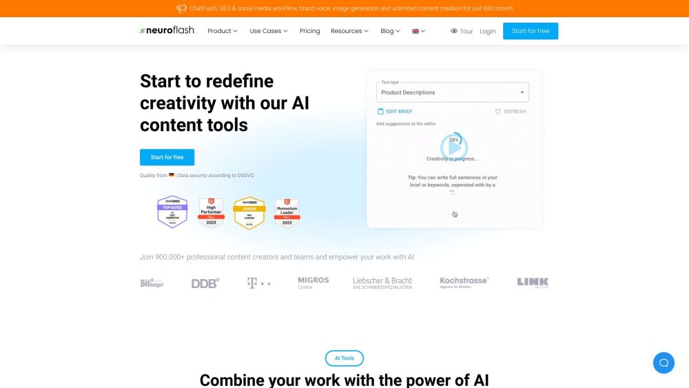 neuroflash: Europe's No.1 AI tool for text & image generation