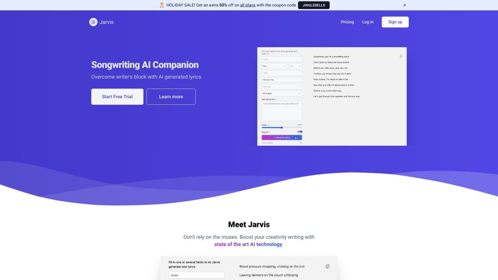 Jarvis: ai tool for creative lyrics - Product Name