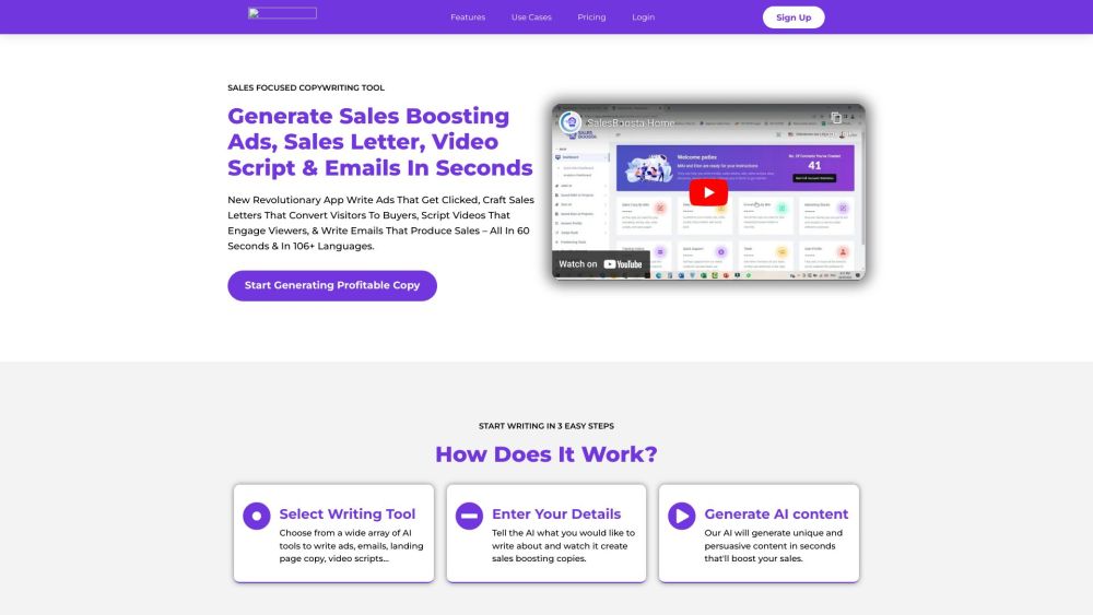 SalesBoosta: AI Tool for Sales-Boosting Copy