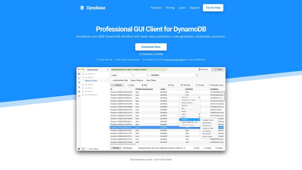 Dynobase: DynamoDB GUI Client & AI Tool