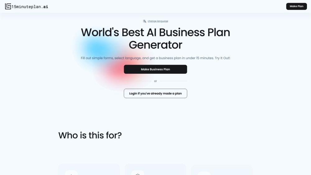 15minuteplan.ai: AI Tool for Business Plans