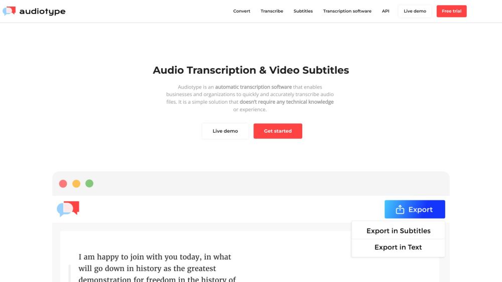 Audiotype: AI Tool for Accurate Transcription and Subtitles