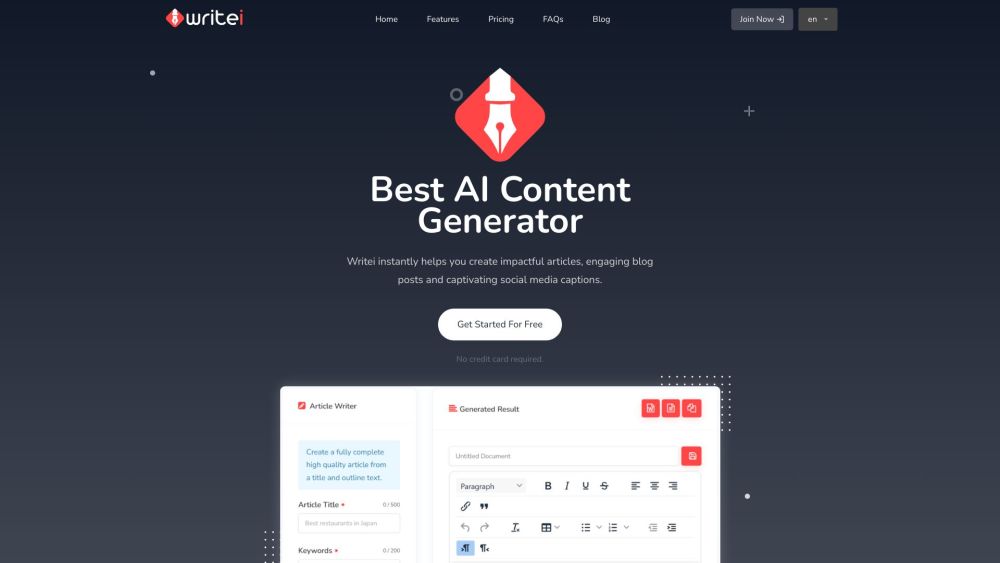 Writei: Best AI Tool for Instant Content Creation