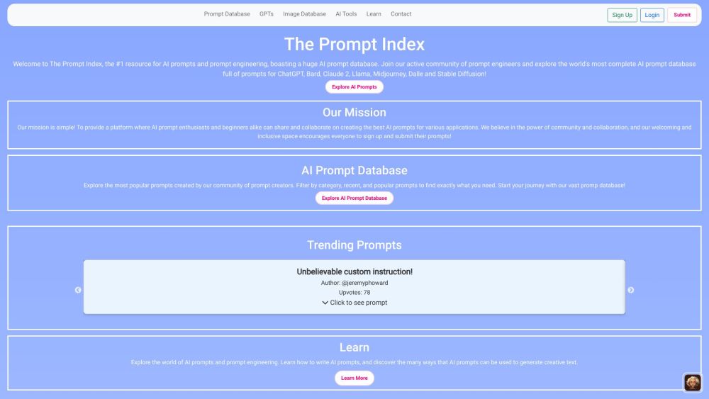 The Prompt Index: AI Tool for Best Prompts