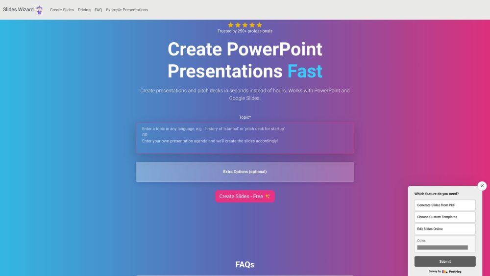 Slides Wizard: AI Tool for Instant Presentations