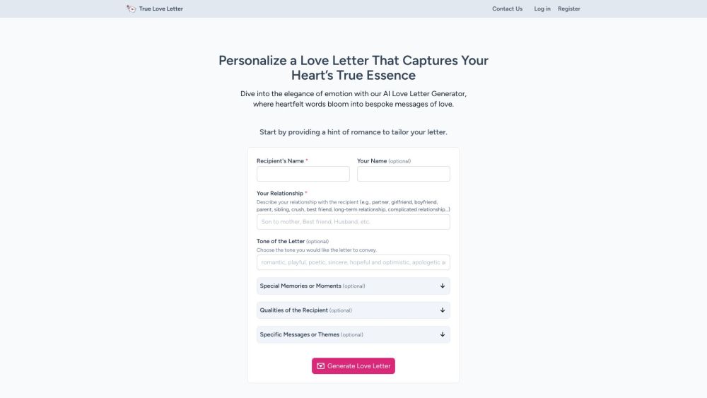 AI Love Letter Generator: AI Tool for Personalized Romance
