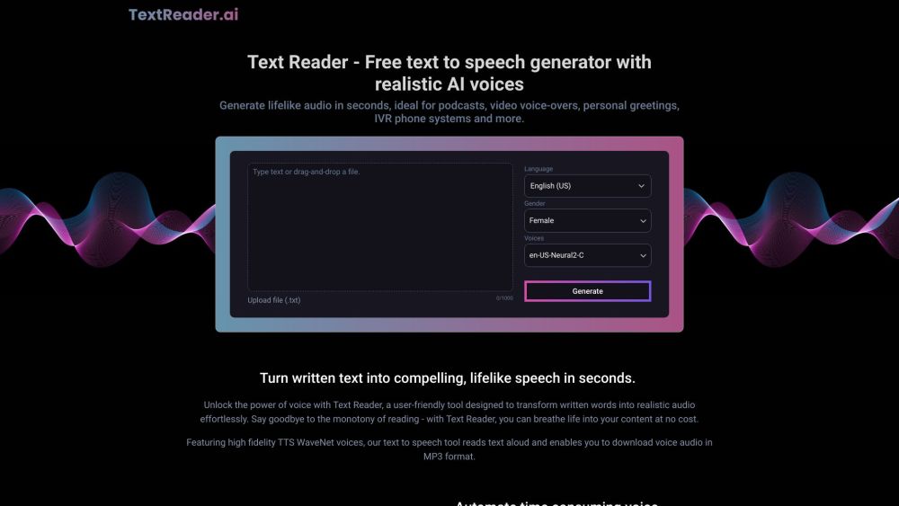 Text Reader: Free AI Tool for Text-to-Speech