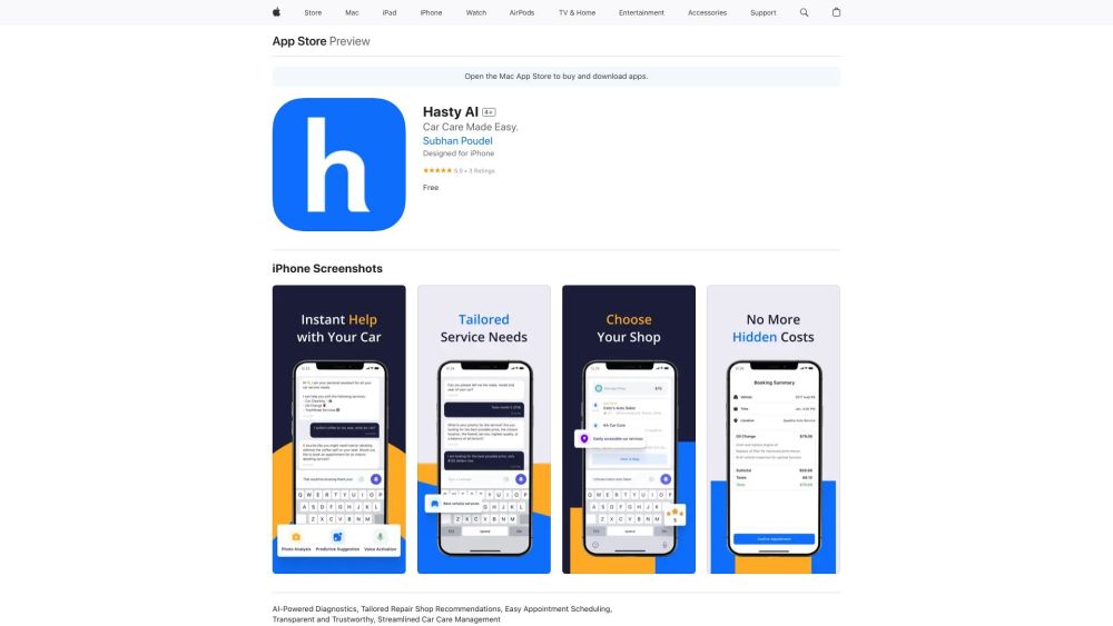 Hasty AI: Simplify car maintenance with Hasty AI! - 40 letters.