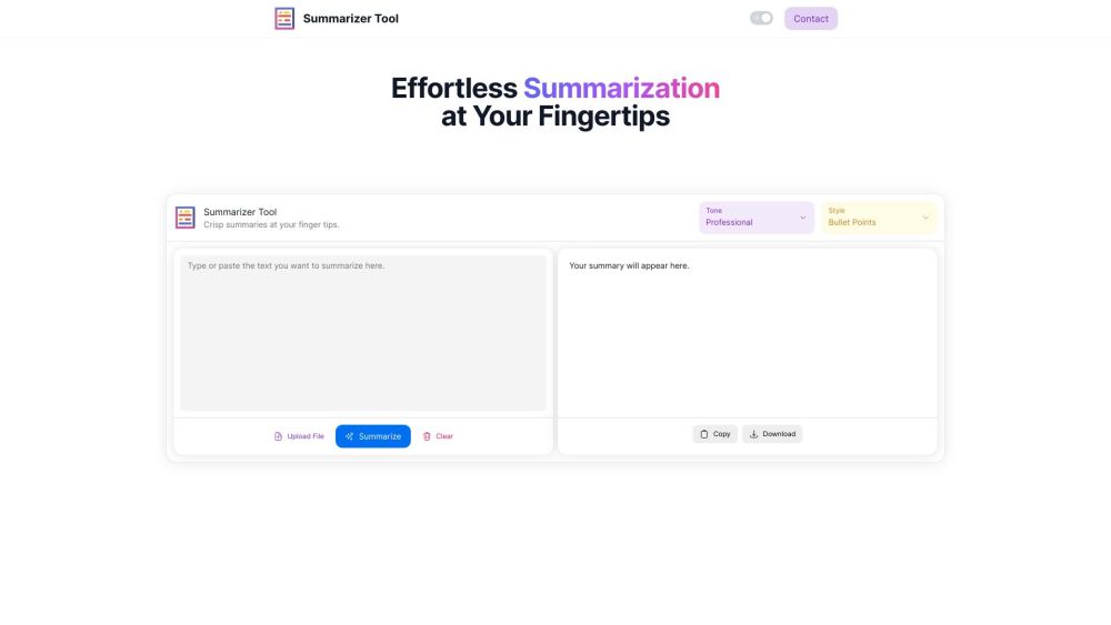 Summarizer Tool: AI Text Summarizer