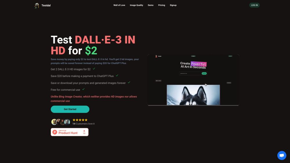 Test DAL·E-3 Website screenshot