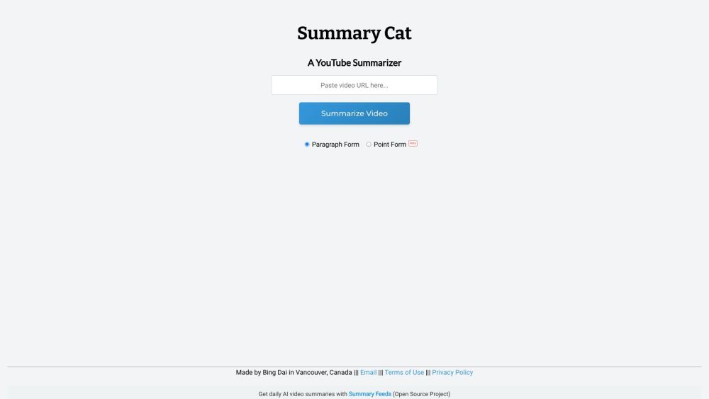 Summary Cat: AI Tool for YouTube Summarizer