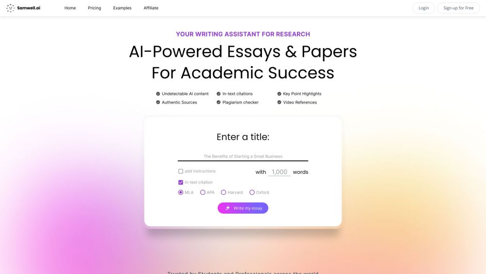 Samwell.ai: AI Tool Revolutionizing Academic Writing