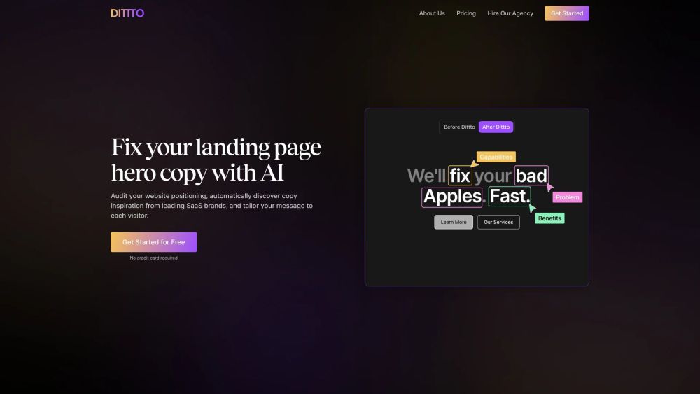 Dittto: Enhance Landing Page Hero Copy with AI