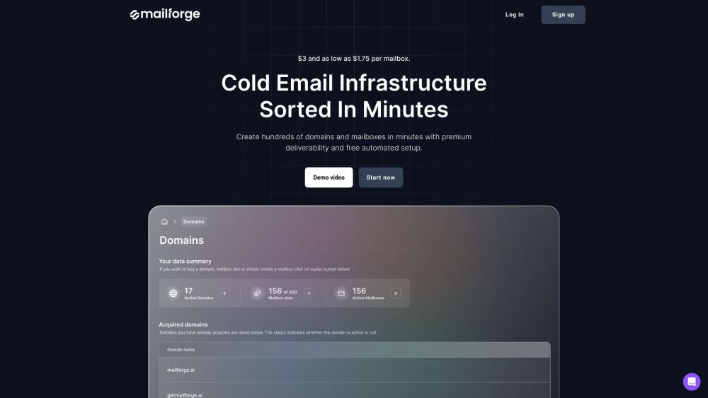 Mailforge: Auto-generate Domains & Mailboxes for Cold Email within Minutes