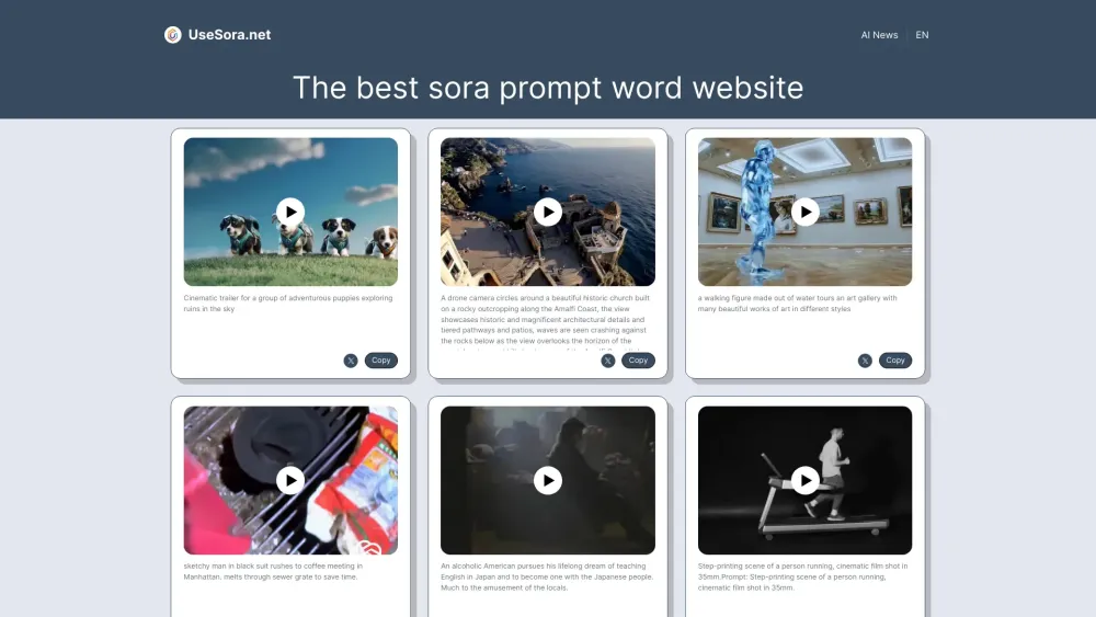 OpenAI Sora: High-Quality Video Works & Prompts - AI Tool