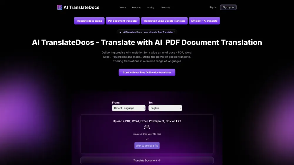 AI TranslateDocs: Document Translation Service & AI Tool