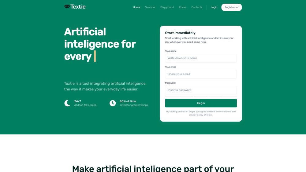 Textie Website screenshot