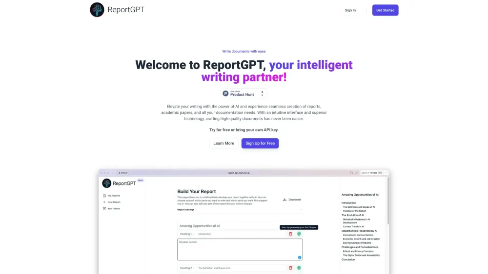 ReportGPT: Revolutionize your writing with AI