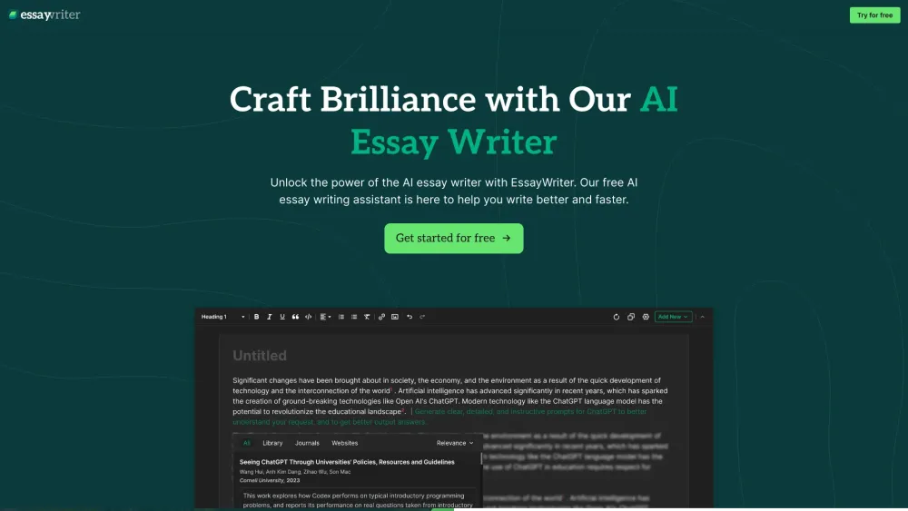 EssayWriter Website screenshot