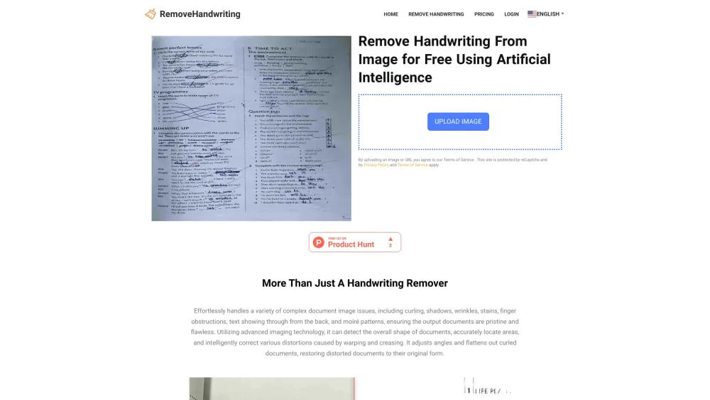 RemoveHandwriting: AI Tool for Images & PDFs