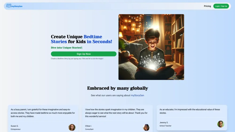 myStoryGen: AI Tool for Kids' Bedtime Stories