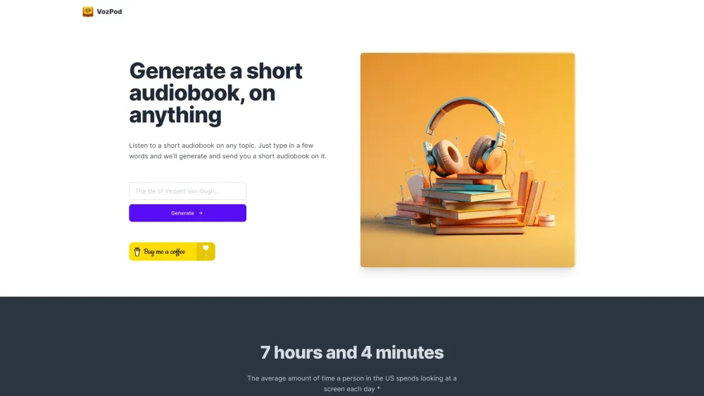 VozPod: AI Tool for Instant Short Audiobooks