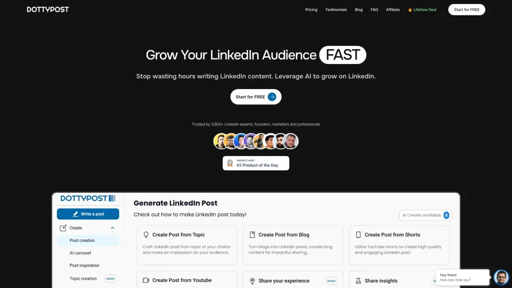 Dottypost: AI Tool for Growing LinkedIn Audience