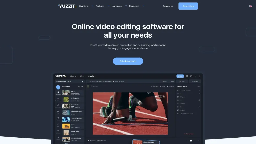 Yuzzit - Video editing & live streaming software Website screenshot