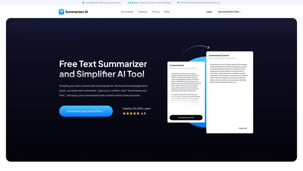 Summarizer-AI: Fast AI Tool for Free Text Summarization