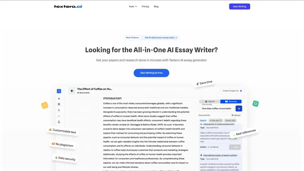 Textero.ai: AI Tool for Academic Writing