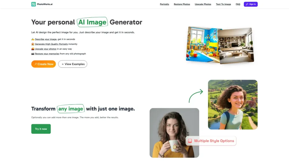 PhotoWorks.ai: AI Photo Generator & Transformation Tool