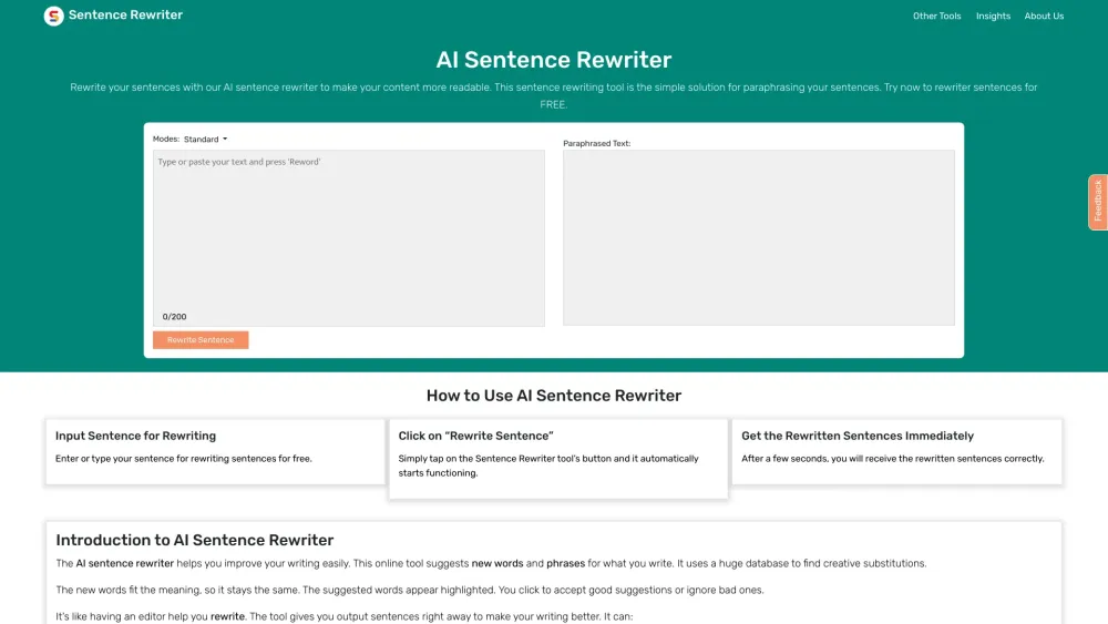 AI Sentence Rewriter: Powerful AI Tool for Text