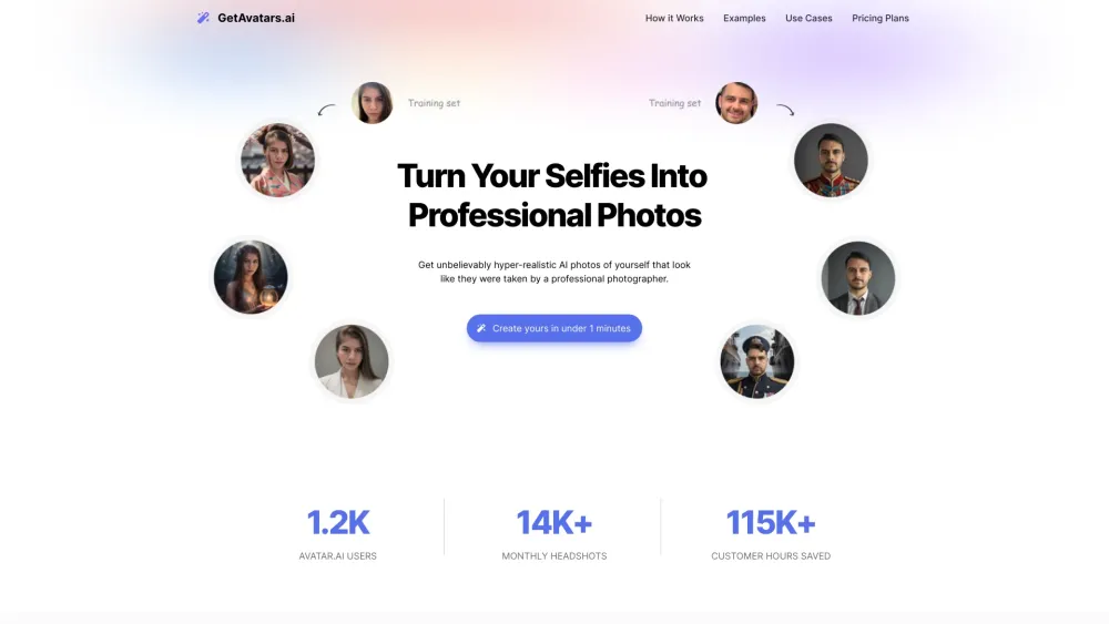 GetAvatars.ai: Selfies to Pro Photos in 1 min.