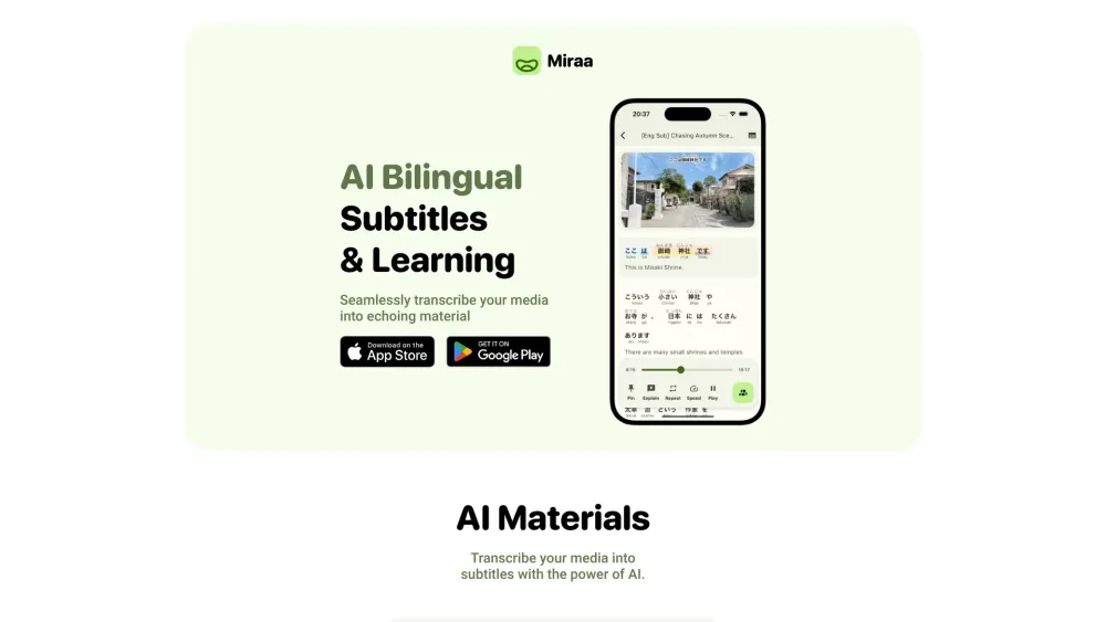 Miraa: Bilingual Learning with AI Tool